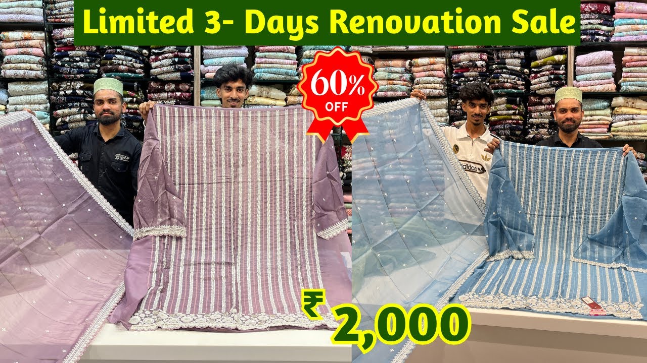 Limited 3- Days Renovation Sale #60%off Pakistani Style Partywear Suits Zarkan Zardosi Sarees