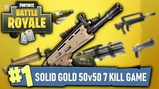 Fortnite Solid Gold V3 50v50! –  7 KILL GAME! (Battle Royale Season 5)