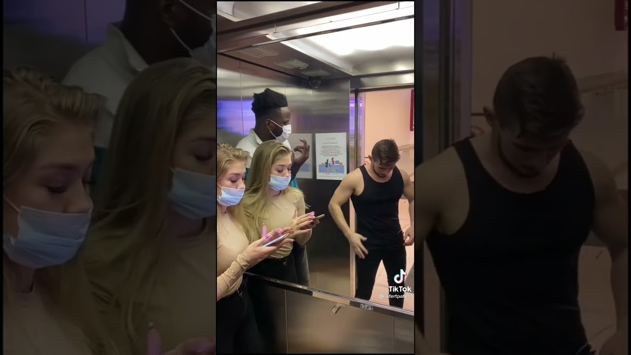 Hilariously bodybuilder elevator prank VIDEO funny reaction tiktok meme