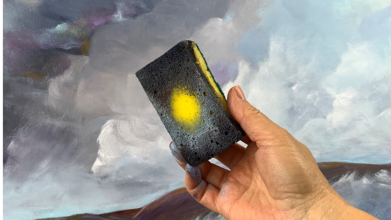 Рисование губкой для начинающих ~Урок по акриловой живописи №366