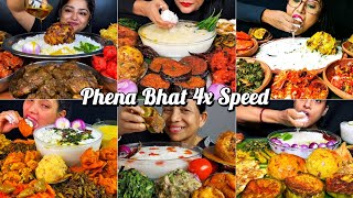 ASMR EATING BENGALI DELICIOUS FOOD PHENA BHAT(ফেন ভাত)with different types of bharta |#compilation