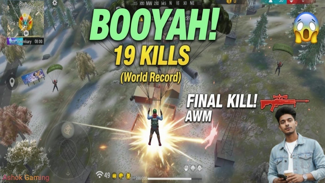 19 убийств + последний выстрел из AWM 😱 НЕВОЗМОЖНО! Буйя (мировой рекорд) Free Fire | Ashok Gaming