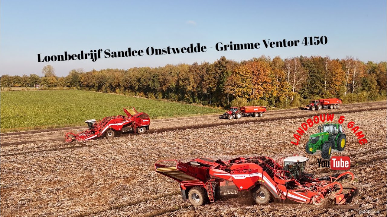 Aardappels rooien door Loonbedrijf Sandee Onstwedde - Grimme Ventor 4150 oost Groninger farmers  4K