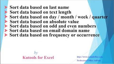 Sort data by last name/month/frequency/text length in Excel