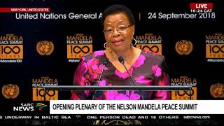 Graça Machel addresses the Nelson Mandela Peace summit at UNGA