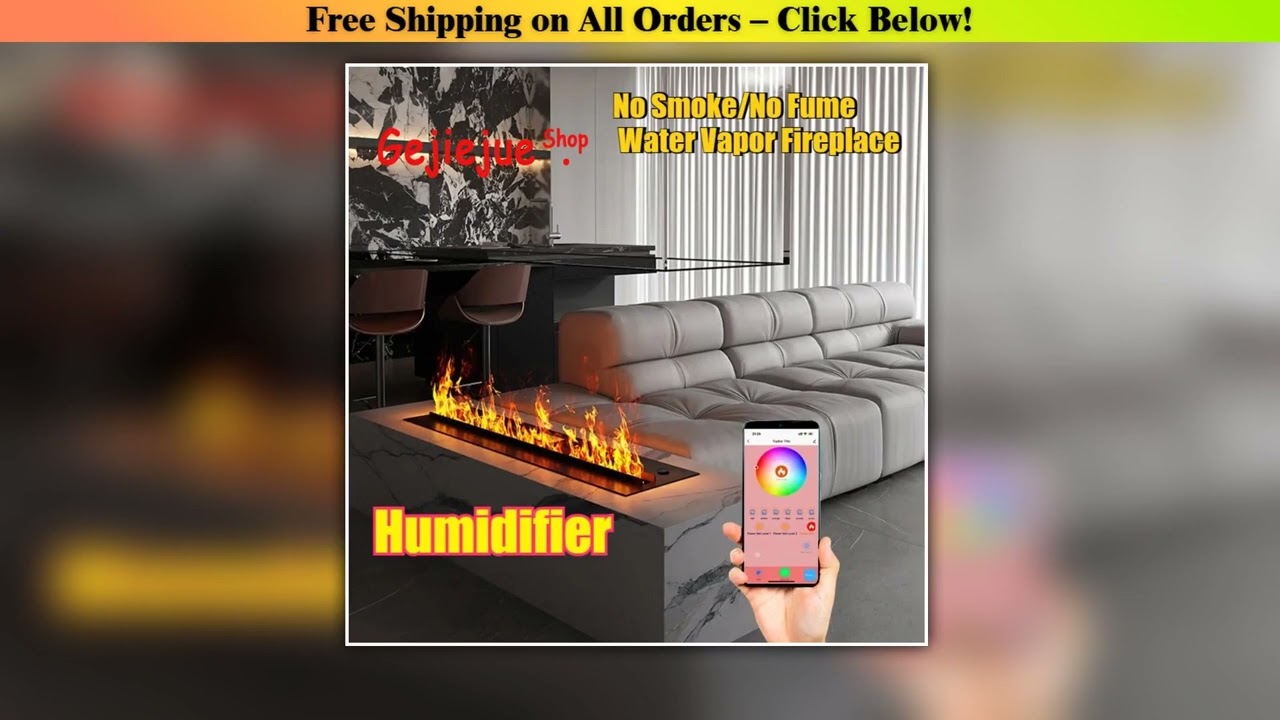 Smart 3D Mist Fireplace: Tuya  APP Control, 6L Tank 20Hrs, Humidifier, Adjustable Flame Color Real