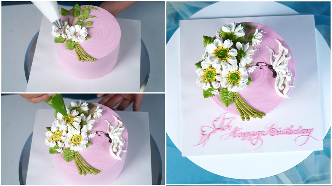 Bánh Bắt Hoa Trực Tiếp Trên Bánh Đơn Giản Mà Đẹp Mắt