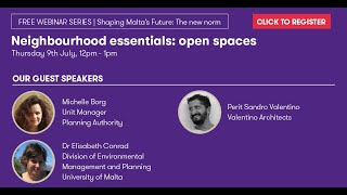 Shaping Malta's Future Webinar Series | Neighbourhood essentials: open spaces