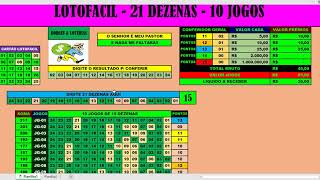 LOTOFÁCIL - 21 DEZENAS - 10 JOGOS (GRÁTIS)