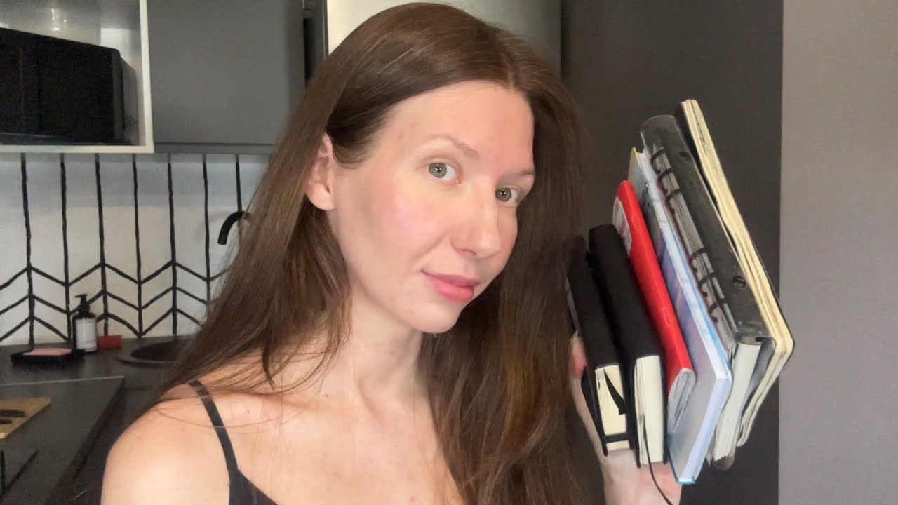 обзор всех коллажных блокнотов прошлого года, первый законченный блокнот и личный дневник 