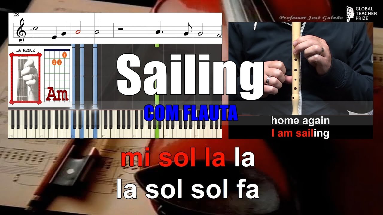 Sailing Rod Stewart COM FLAUTA Educacao Musical Jose Galvao Karaoke Notas Piano Guitar