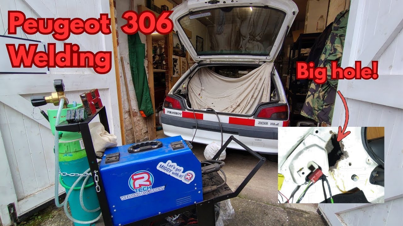 Welding up the rusty rear quarter panel on my 1993 Peugeot 306 XLD
