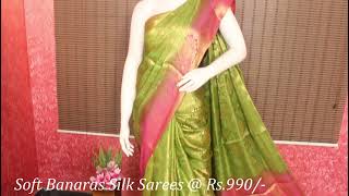 Soft Banaras Silk Sarees with Contrast Blouse screenshot 4