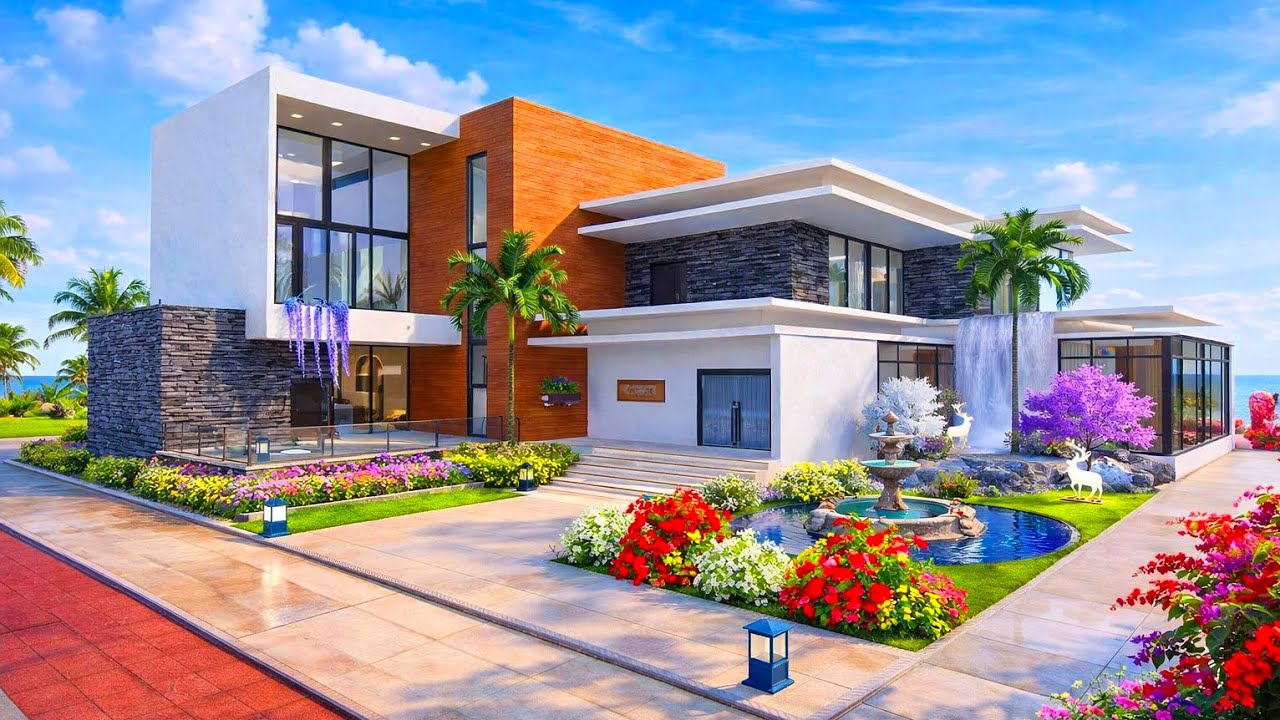 Simple Elegant Home Design | Bgmi Home Design With Waterfall | Pubg Home Design 