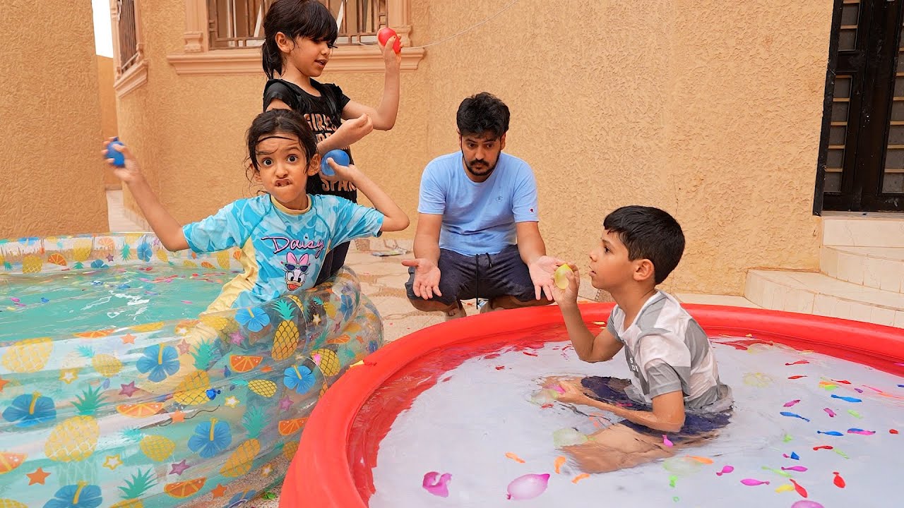 نواف يحاول ياخذ مسبح ساره وألين !