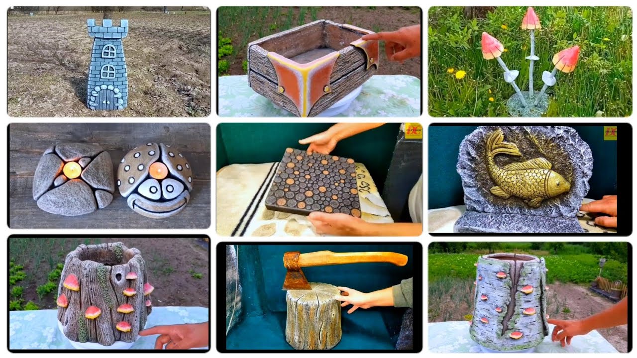 Большой сборник поделок из цемента. Чего только нет! Смотреть не пересмотреть!