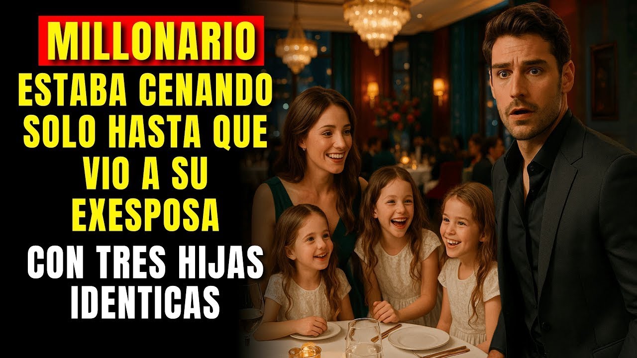 ¡CEO millonario estaba cenando solo... hasta que vio a su exesposa con tres hijas idénticas!