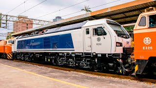 台鐵新型柴電機車R200型R202試運轉8784次新竹站開車-2023/07/17
