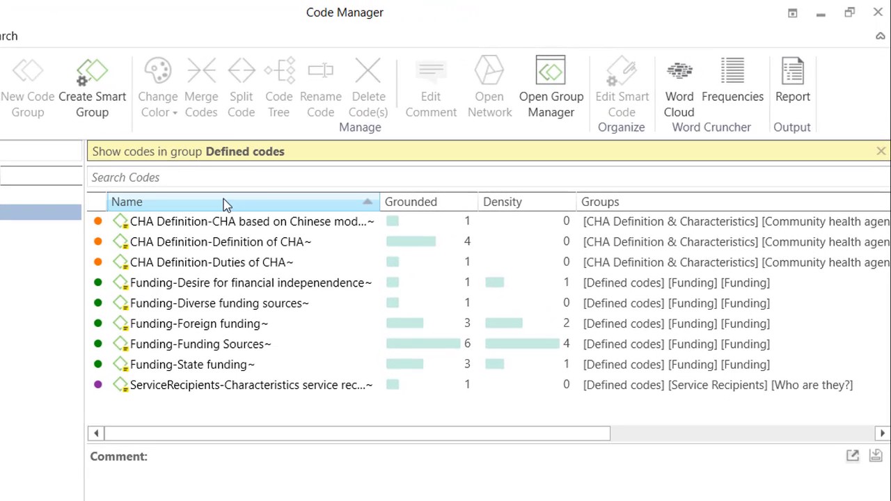 atlas ti 8 windows creating output of codes with qualitative analysis