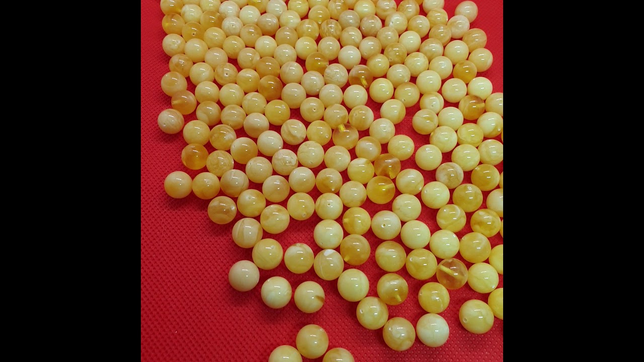 Kaliningrad natural matte color amber beads with hole, round shape