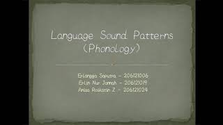 Language sound patterns (phonology) | group 3 | Applied linguistic .