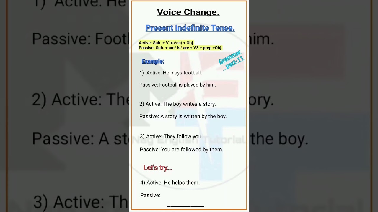 Present Indefinite Tense Voice Change. || Voice Change Of Simple Present Tense. 
