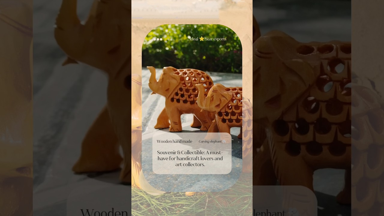 ✨ Set of 5 Wooden Hand-Carved Elephant Figurines 🐘 | Intricate Craftsmanship & Timeless Art 🌿