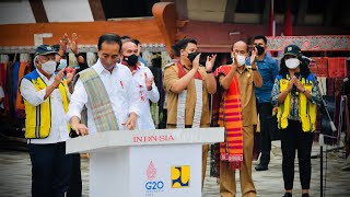 Presiden Jokowi Resmikan Penataan Kdanung Ulos Hutaraja Kabupaten Samosir 2 Februari 2022