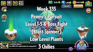PvZ2 Penny's Pursuit Week 335 (Blast Spinner) - Level 1-5 & Boss Fight - 3 Chilies