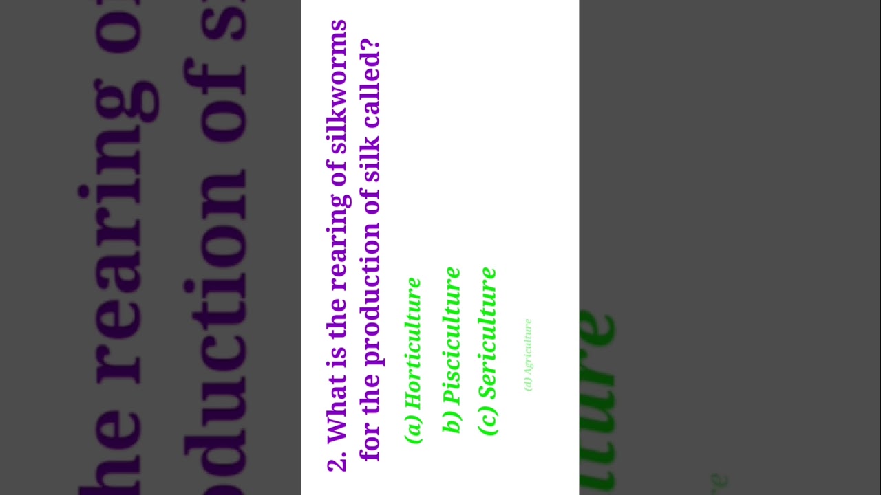MCQ geography sericulture