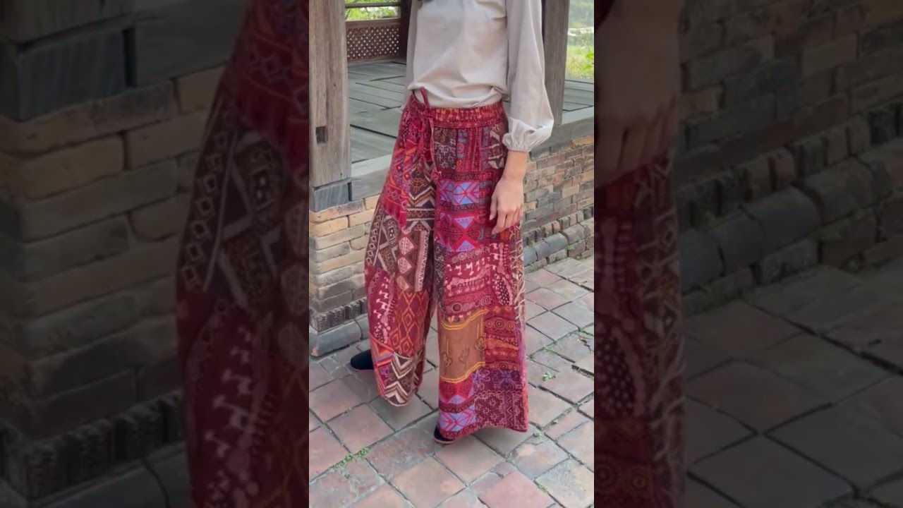 Cotton Patchwork Asher Palazzo Style Pants  
