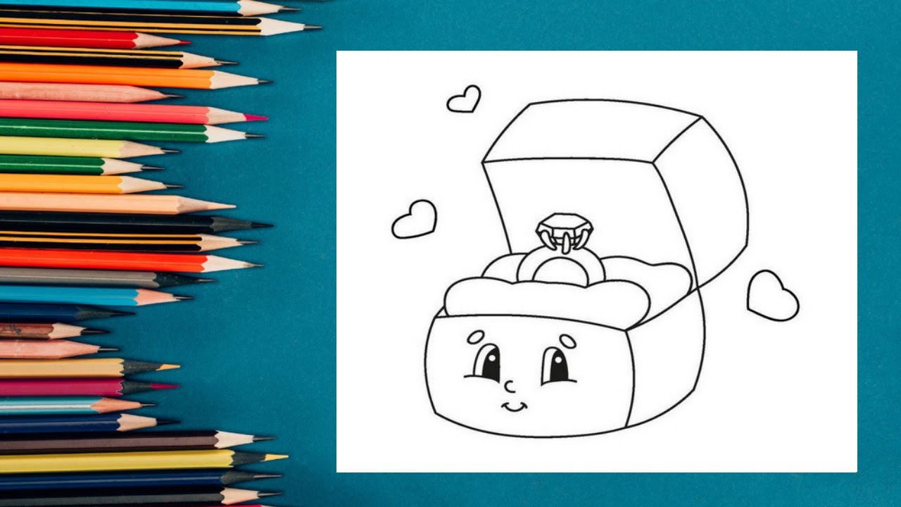 coloring drawing - How to paint a wedding ring inside a beautiful box?