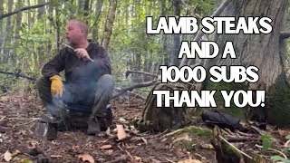 Cooking Lamb Steaks Over A Twig Stove And Thanking 1,000 Subscribers