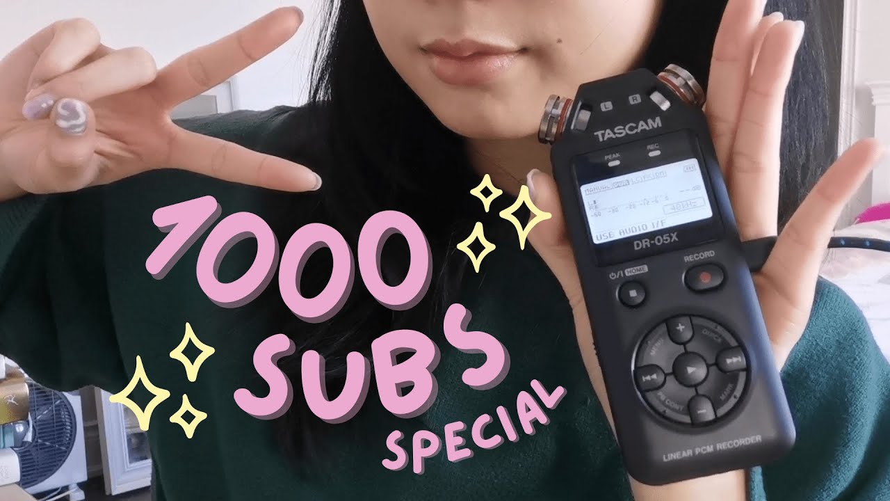 1000 SUBS ₊✩‧ asmr saying your names and doing your requested triggers with my new tascam dr-05x :D