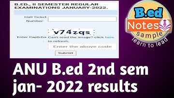 ANU b.ed second sem results (jan- 2022)