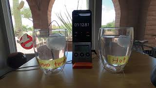 Watch Ice Melt In Boiling Versus Room Temperature Water