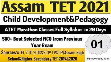 CDP Assam TET|500+ Best Selected MCQ|CDP Assam TET 2021|CDP For Assam TET|TET Previous Year Question