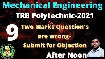 TRB Polytechnic 2021| After noon session | 9 Two marks questions official answer key are wrong