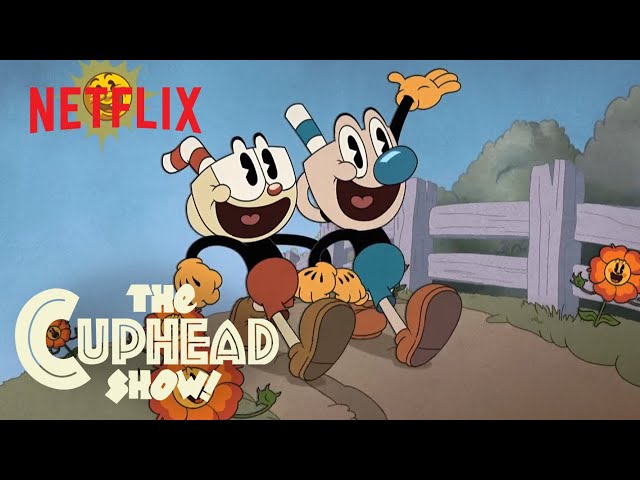The Cuphead Show Promo Postcard Sticker Button Netflix Animation