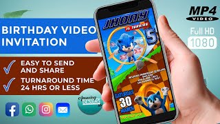 Sonic The Hedgehog Video Invitation Animated for Birthday Party