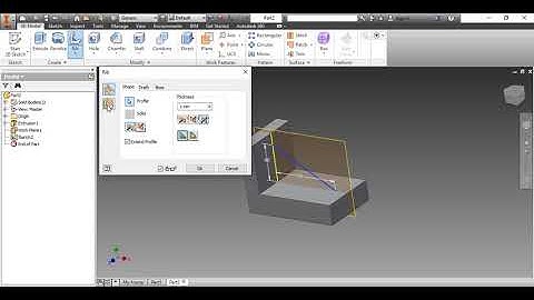 Inventor Part model Extrude, Chamfer , Rib Command