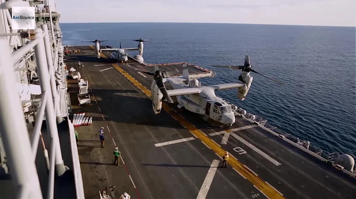 U.S. Marines and Navy Sailors Load Eight MV-22 Osprey Aircraft