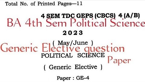 BA 4th Sem political science generic elective question paper Dibrugarh University 2023 GE 4