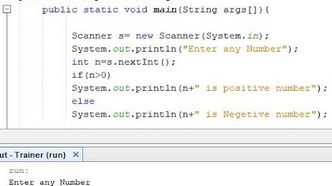 Write a Java program to get a number from the user and print whether it is positive or negative.