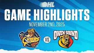 OHL Highlights: Erie Otters @ Owen Sound Attack Nov. 2, 2025