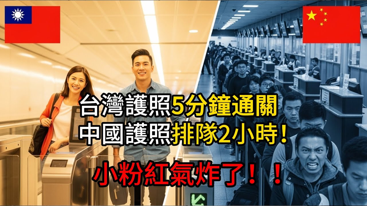 美國機場真實比較：台灣護照5分鐘通關，中國護照排隊2小時，小粉紅氣炸了！
