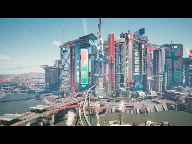 City skyline, daytime, cyberpunk 2077