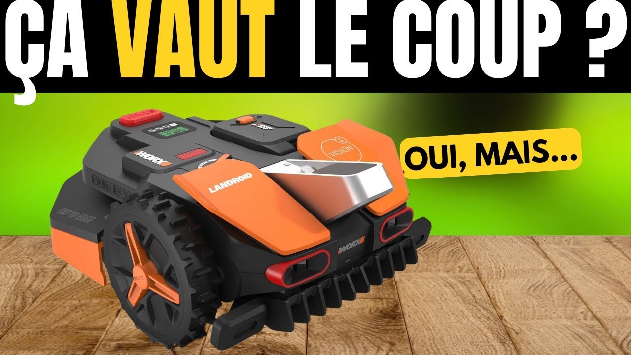 WORX Landroid Plus WR165E Robot Tondeuse Connecté – Pelouse 500-600 m², Pente 35%, Détecteur