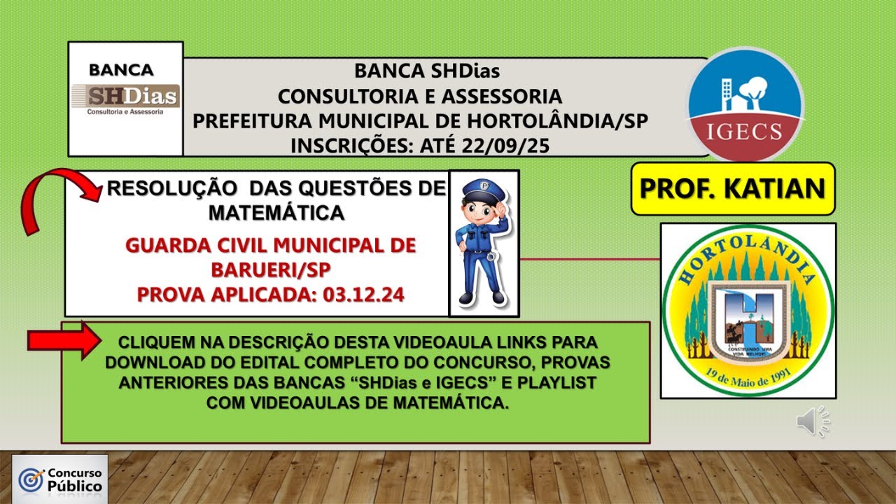 Questões de nível médio - Concurso Guarda Civil Municipal - Prefeitura de Hortolândia - Banca SHDias