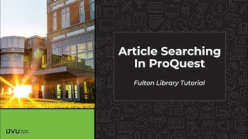 ProQuest Tutorial